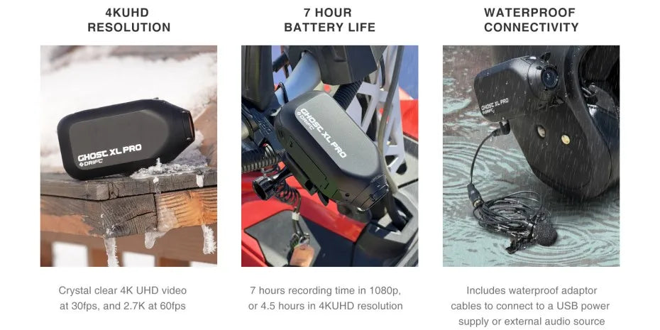 Drift Ghost XL Pro 4K PLUS HD Action Camera 3000mAh Battery WiFi IPX7 Waterproof Rotatable Lens Helmet Cam Motorcycle Bicycle