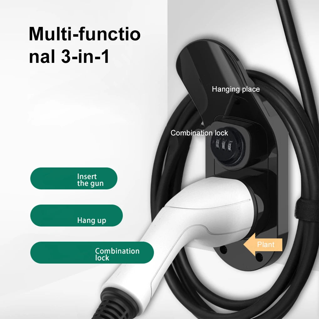 EV Charger TYPE 2 Holder with lock Hang Cable Hook For Electric Car Wall Mount Charger Bracket Connector