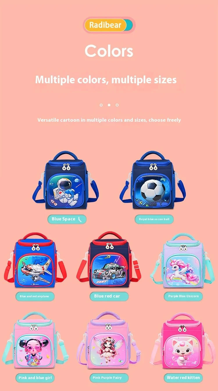 Lunch Bag for Boys Girl Cute Insulated Lunch Box Portable Meal Cooler with Adjustable Shoulder Strap for School Beach Picnic