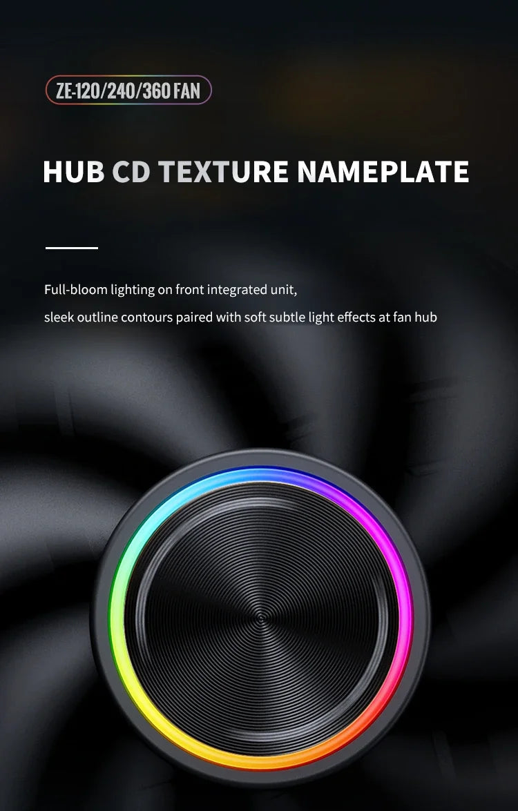 JONSBO ZE-120/240/360 120mm ARGB Case Fan, Infinity Mirror RGB, PWM Fan, MB Sync, Aluminum CD Pattern Hub Badge
