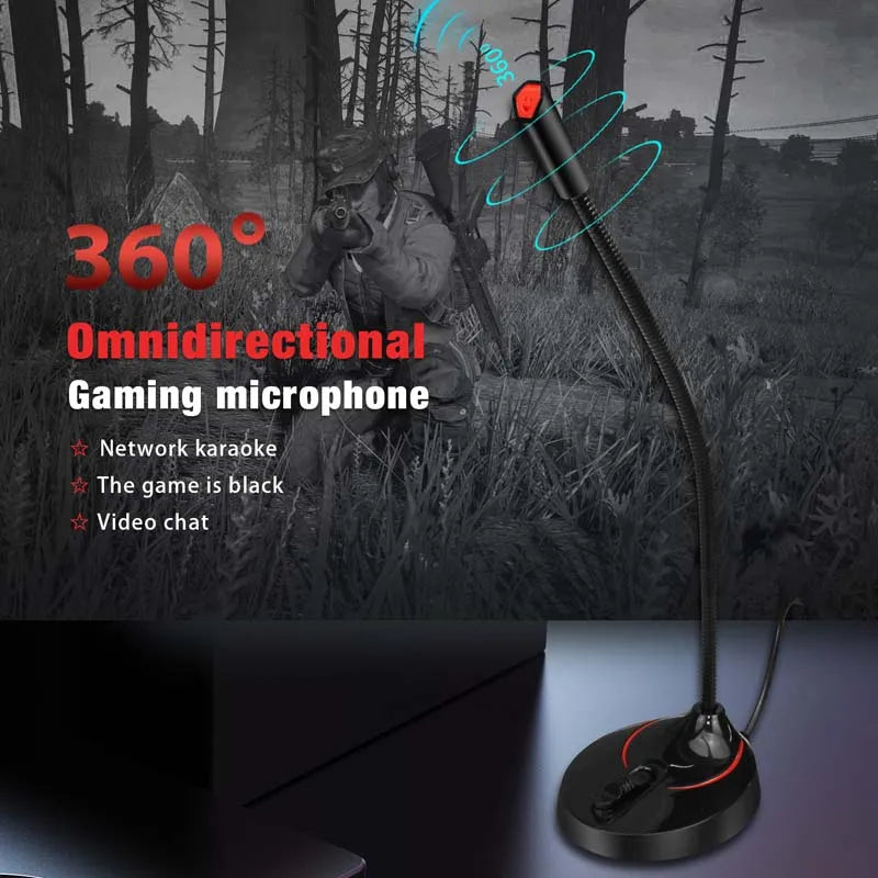 Microphone Live Broadcast Streaming Network Video Microphone Game Audio Call Bending Metal Tube Stable One Touch Control Mic