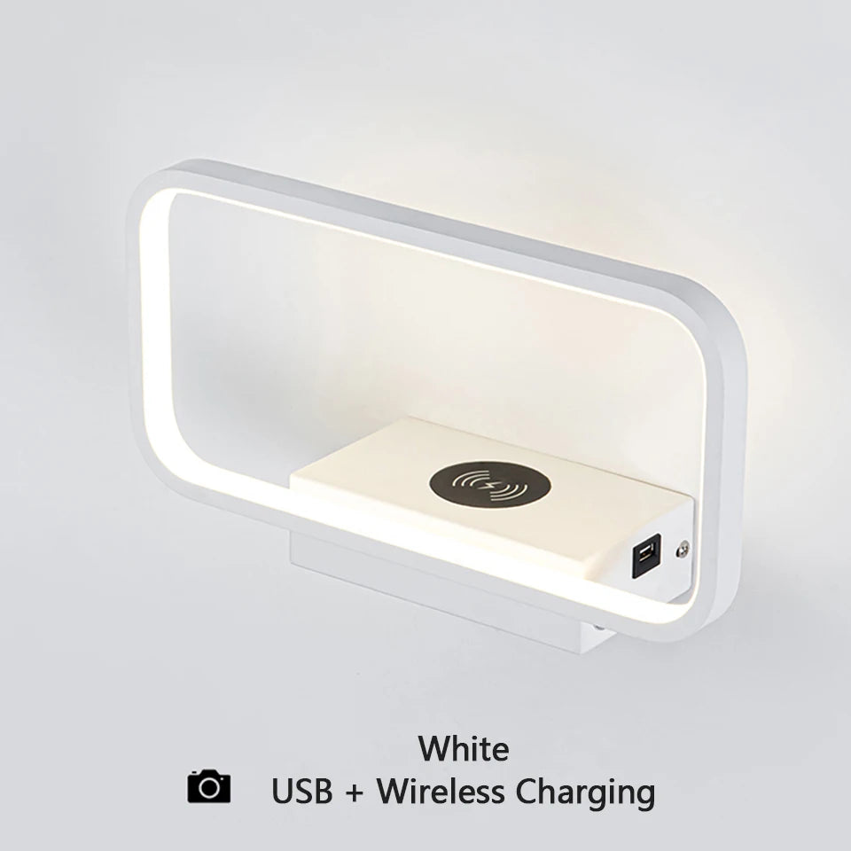 Wall Light Indoor 12W Touch Switch 3 Colors Dimming USB Charge With Wireless LED Wall Lamps For Living Room Bedroom Stair Modern