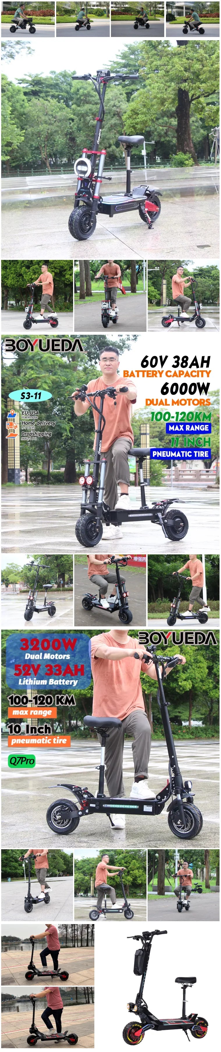 Single Motor 1000W Dual-Motor 2-Wheel Foldable Electric Scooter 50Km/h Powerful E-Scooter for Adults with 10-Inch Off-Road Tire