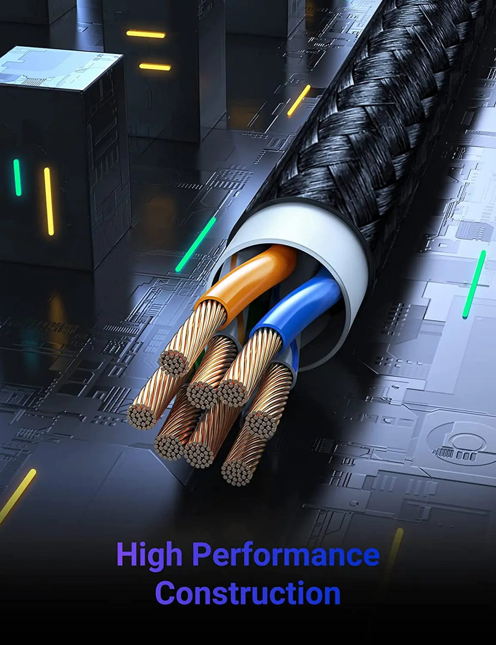 UGREEN Cat 6 Ethernet Cable Braided Cat6 Gigabit High Speed 1000Mbps Internet Cable RJ45 Shielded Network LAN Cable