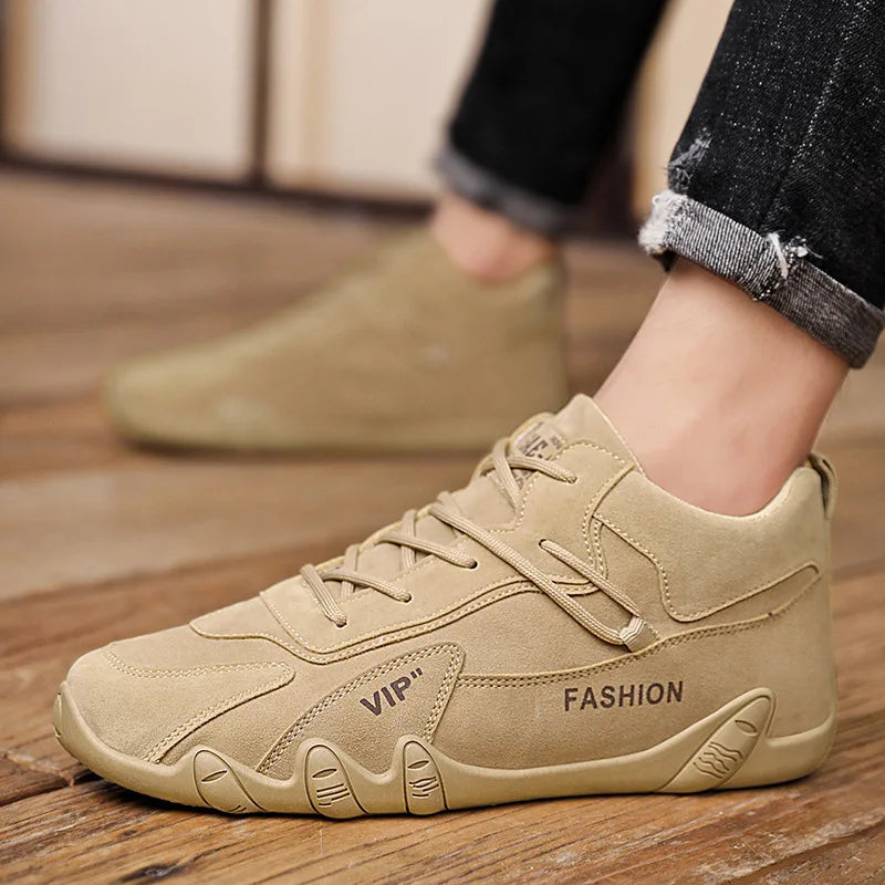 Men's Shoes New Fashion Breathable Non-slip Wear-resistant Outdoor Casual Mid-Top Lace-Up Sneakers