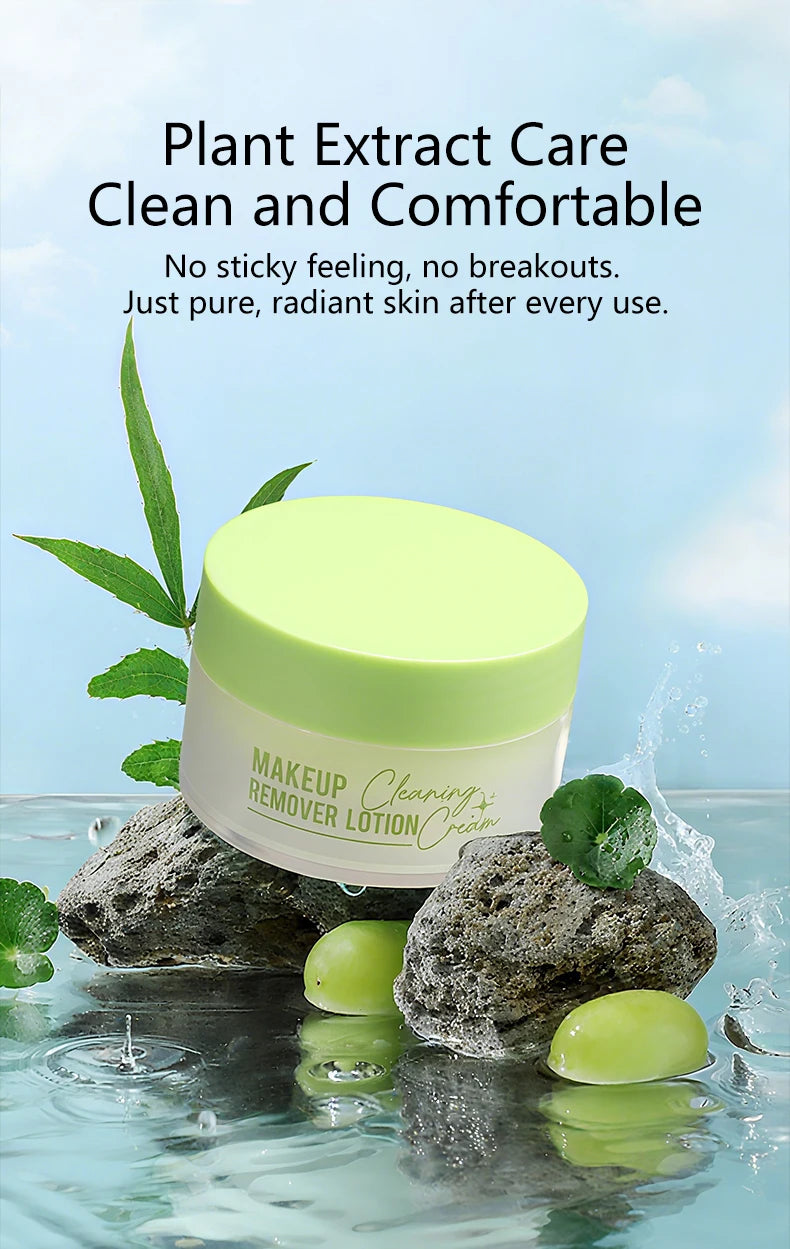 Makeup remover cream deeply cleanses the face, eyes, and lips with a gentle and non irritating makeup remover oil