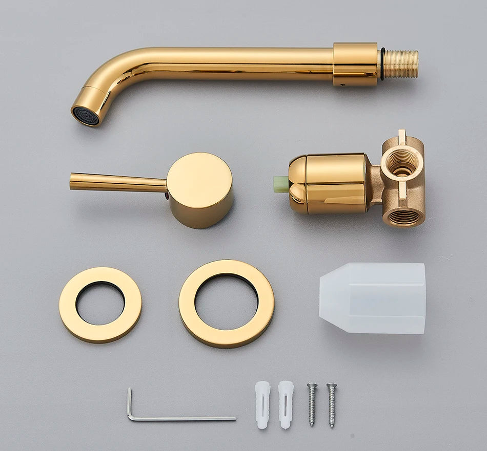 Brushed Gold/Black Basin Faucet Concealed Wall Mounted For Bathroom Faucets Bath Basin Sink Tap Bathtub Hot And Cold Water Mixer
