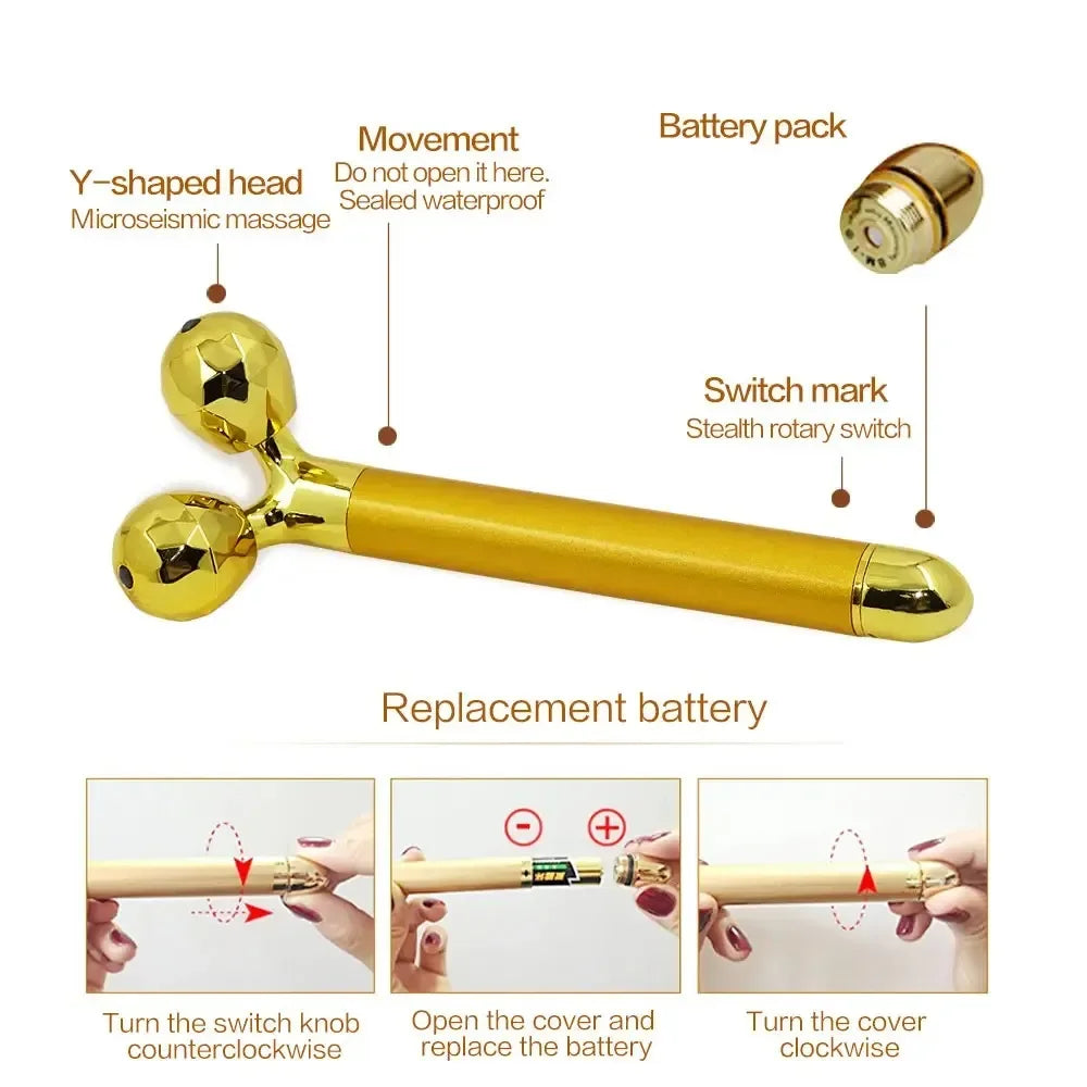 Electric Roller Beauty Bar Vibrating Facial Roller Massager Face Lifting Anti-Wrinkle Skin Care Roller/ Face Slimming Tool