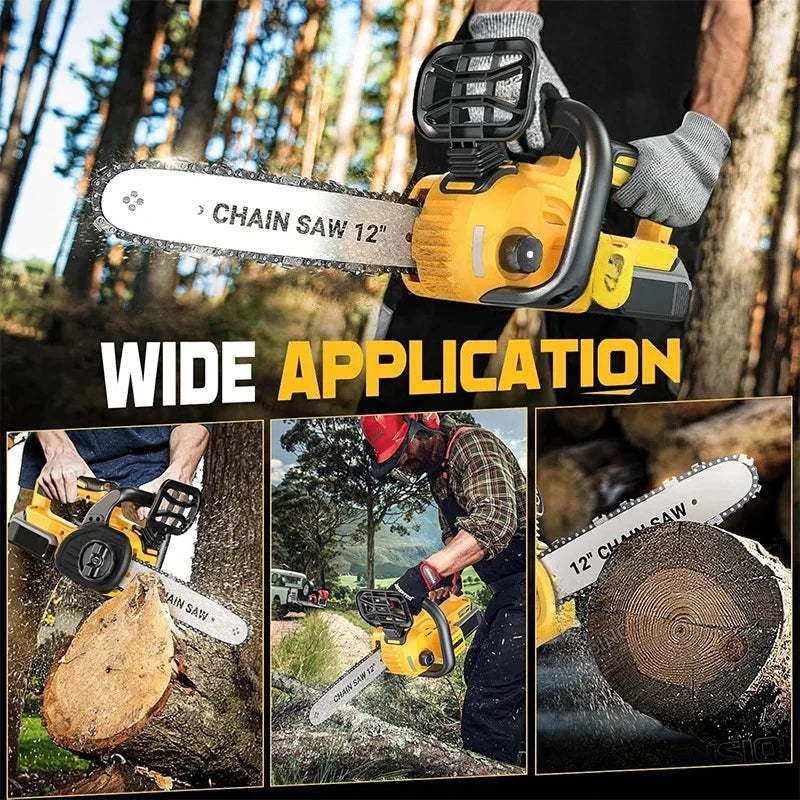Cordless Battery Saw Portable Garden Woodworking Power Tool For  20V Battery Pin 1200W 12 Inch Brushless Electric ChainSaw