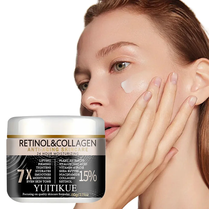 YUITIKUE Retinol & Collagen Face Cream - 7X Hydrating Formula, Light Texture, Easy To Absorb, 60g