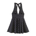 BSAY New Retro Polka Dot Halter Neck Mini Dresses Sexy Backless Tie Neck A-Line Short Dress Summer Beach Party Outfit