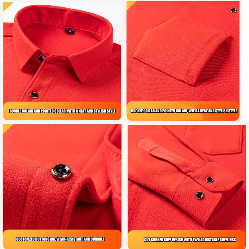 Autumn Winter New Fleece Plaid Shirt For Men Business Thickened Warm Double-sided Fleece Casual Non-ironing Fashion Check Shirts