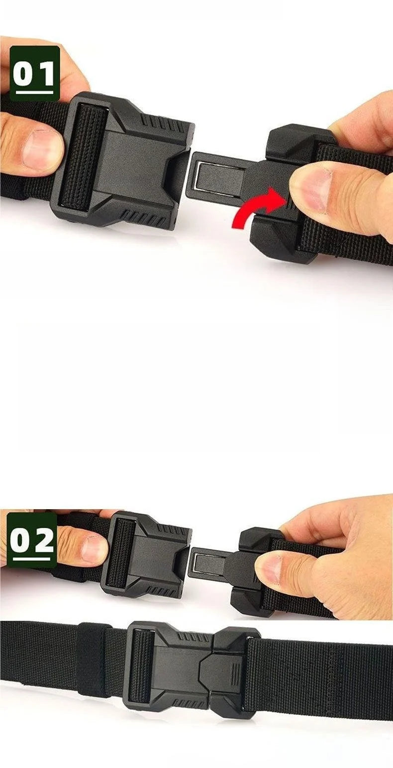 Men’s Minimalist Alloy Automatic Tactical Belt  Outdoor Casual Versatile Sturdy and Durable Workwear Stretch Waist Belts