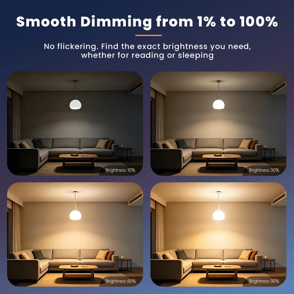4pcs RGB Multi-Color LED Smart Bulbs, Music Rhythm Sensitive Lights, Low Blue Light Flicker-Free Lamps for Living Room Bedroom