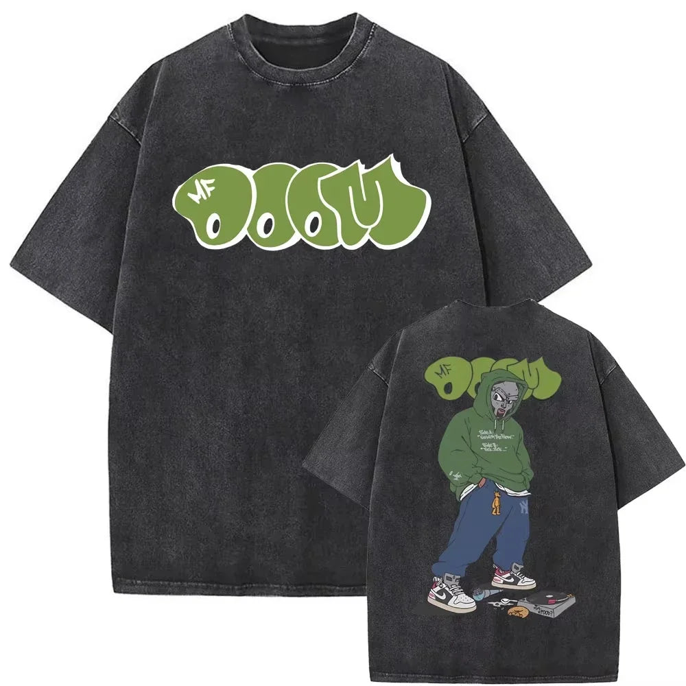 2025 Washed Vintage Rapper Mf Doom MM FOOD Graphic Print Tshirt Men Women Hip Hop Fashion T-shirts Male Casual
