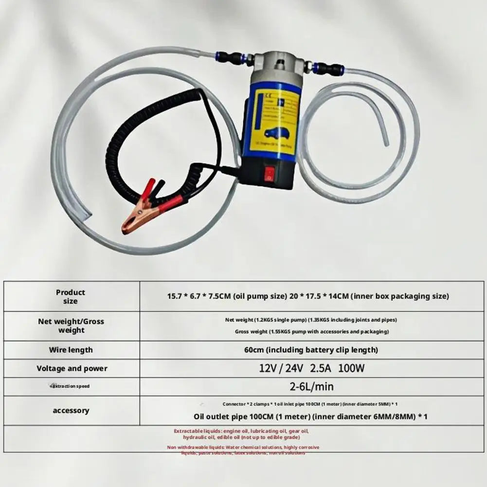 12V/24V Electric Scavenge Suction Transfer Change Pump Oil Transfer Pump 1-4L/min Motor Oil Diesel Extractor Pump For Car Boats