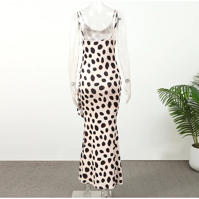 Retro Polka Dot Sling Maxi Dress Woman Sexy U-neck Sleeveless Waist-cinching Bodycon Dresses 2026 Summer Party Vacation Robes