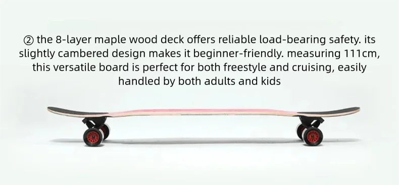 44 Inch Double Kick Dance Longboard 7-Layer Maple Wood Double Sided Graphic Complete Skate Deck All Ages Amateur Professional Ri