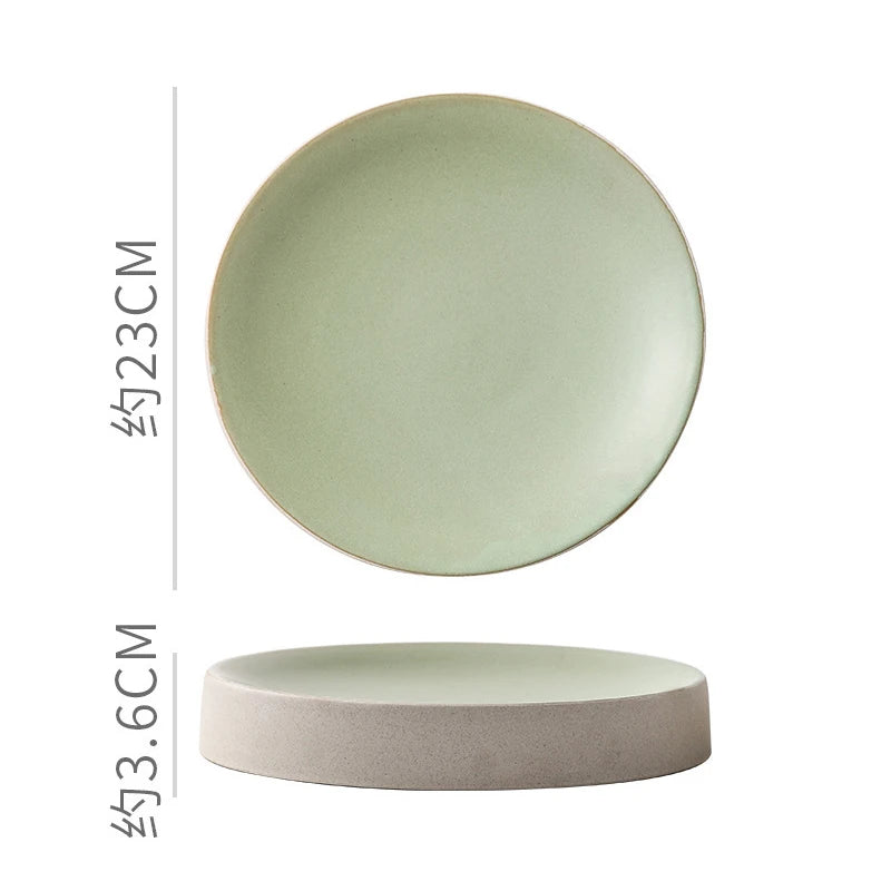 Vintage Round Ceramic Plate Creative Dessert Dim Sum Plate Pastry Plate Steak Plates Sushi Plates Molecular Cuisine Tableware