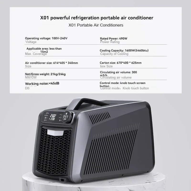 Portable portable air conditioner with integrated compressor, powerful cooling outdoor air conditioner
