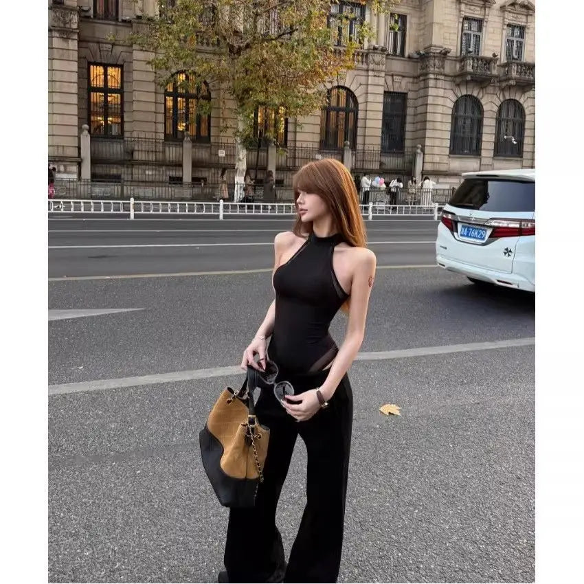 2026 Summer Fashion New Women's Design High-end Jumpsuit Street Style Hanging Neck Slim and Sexy Jumpsuit Top
