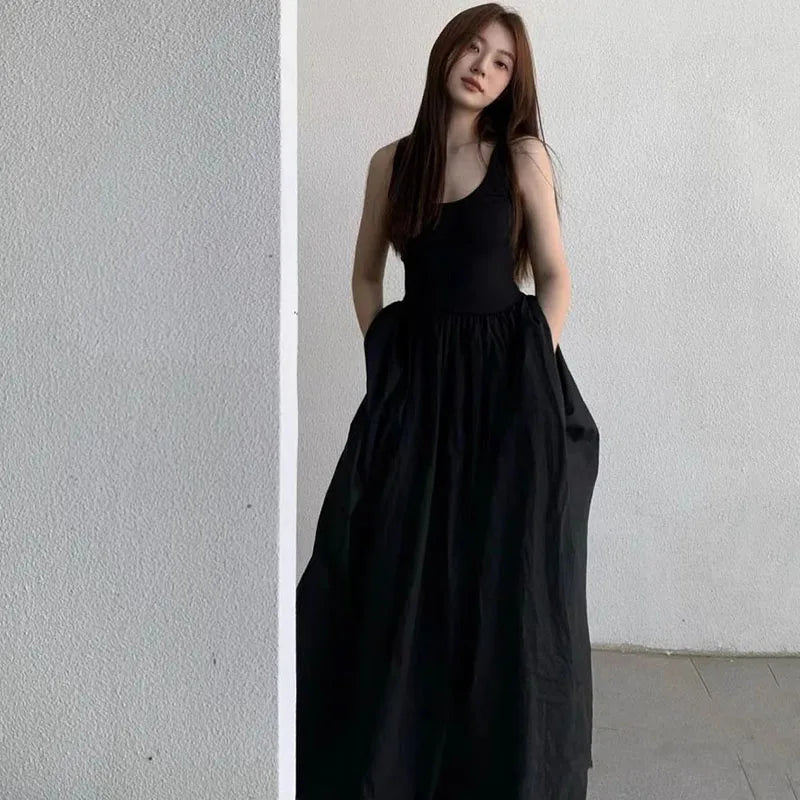 Black Strapless Long Dress Women Fashion Slim Sleeveless O-Neck High Waist Dresses Female 2026 Spring Summer new  Party Vestidos