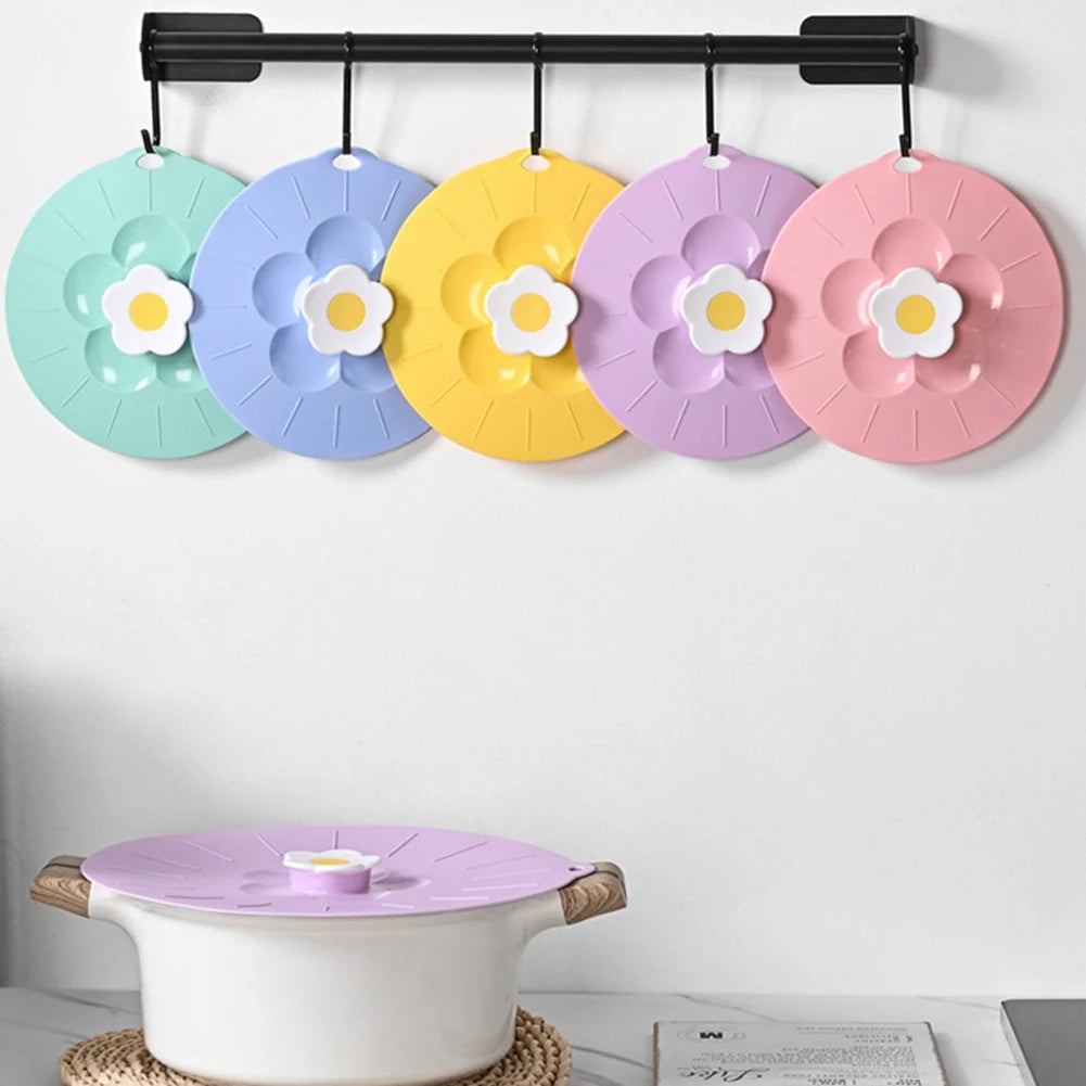 Silicone Flower Shape Handle Food Wrap Microwave Bowl Cover Dustproof Fresh Keeping Cooking Pot Pan Lid Reusable Kitchen Gadgets