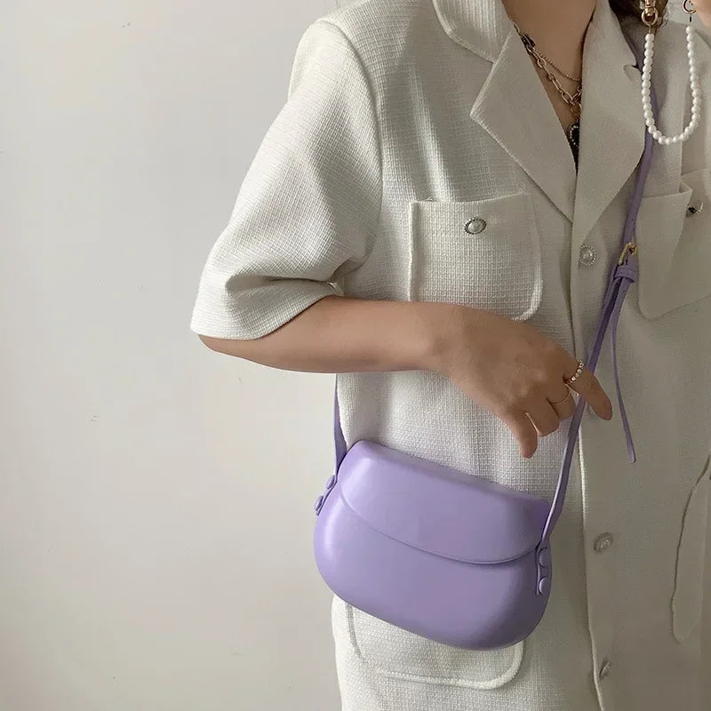 Candy Color Women's Saddle Shoulder Bag Casual Portable Female Small Clutch Handbags Sweet Fashion Ladies Purse Crossbody Bags