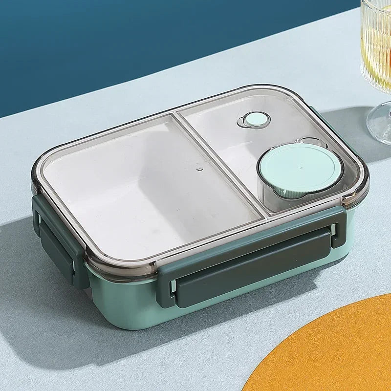 850ML Lunch Box with Tableware Sauce Box Portable Plastic Compartment Bento Box for Kids Food Storage Container Microwavable