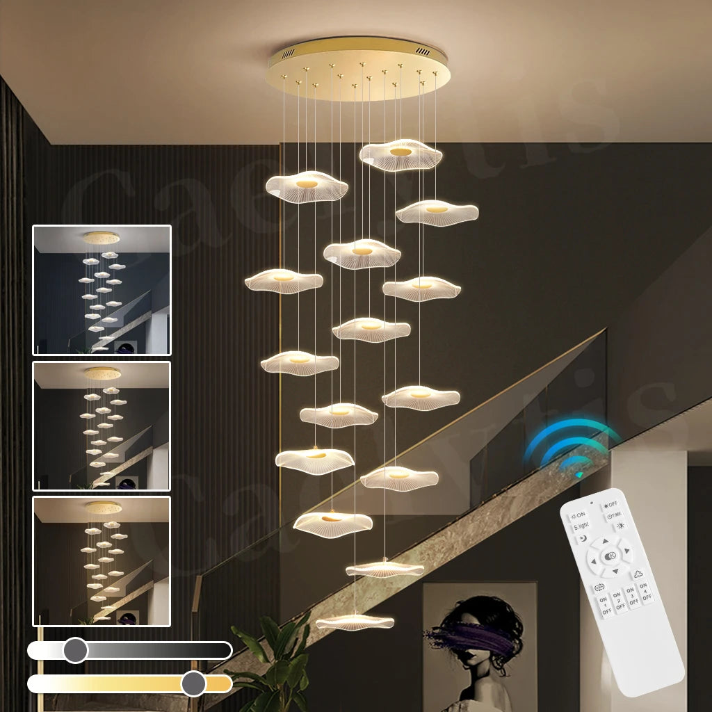 Modern LED Stair Chandeliers For Living Room Dining Room Pendant Lights Home Decoration Indoor Lamps  Hanging Lighting Fixtures