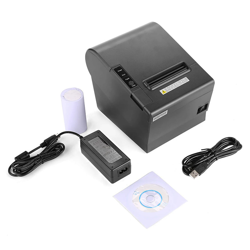 Auto Cut Pos 80 Printer Thermal Driver Download HS-802 180mm/s 3inch Receipt Pos Machine Cash Server With USB LAN Surface
