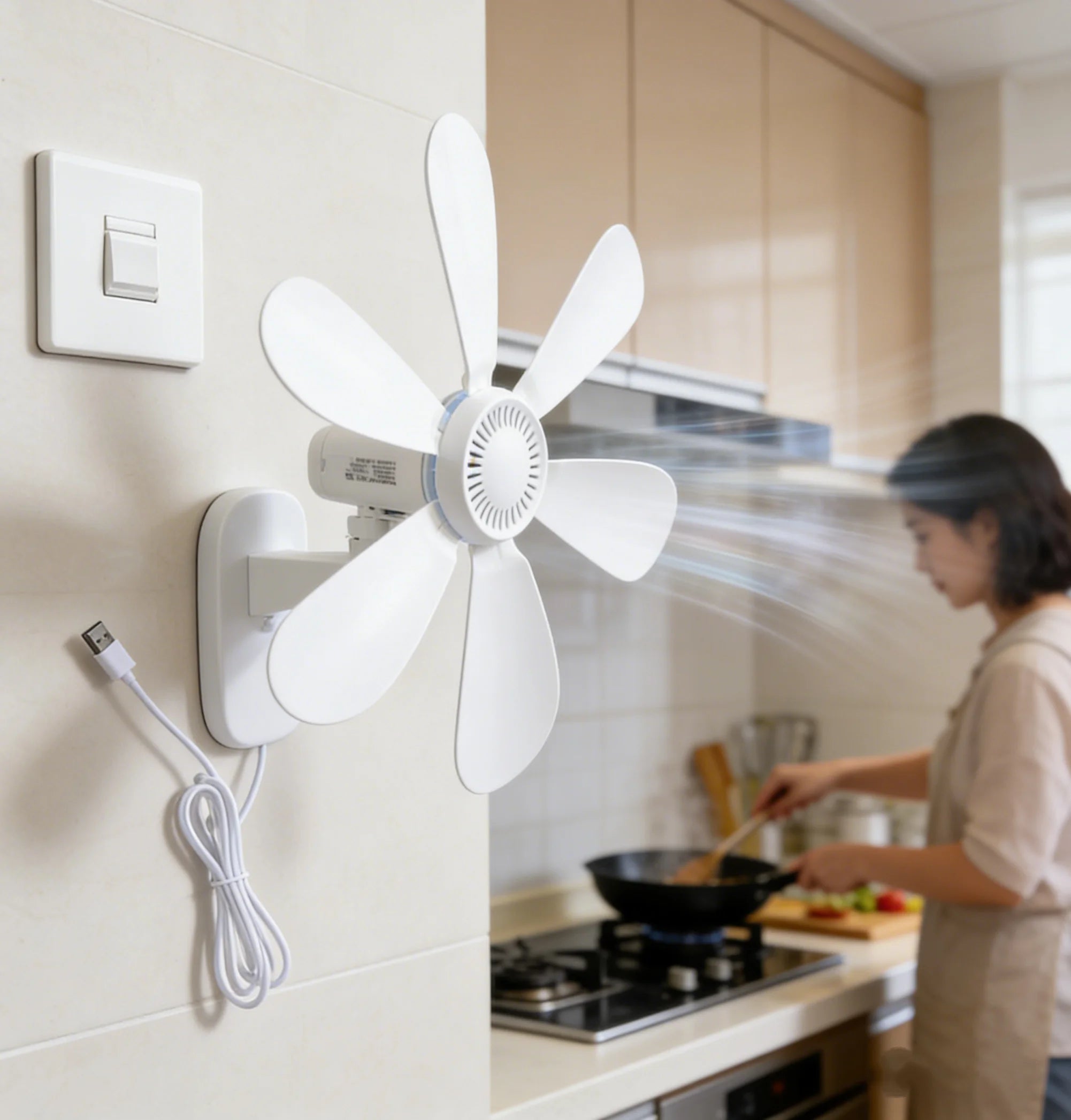 16.5-Inch Wall Mount Fan with Remote and Timer Small 5V USB Fan with Powerful 4 Speeds Quiet Corner Fans for Bedroom Kitchens