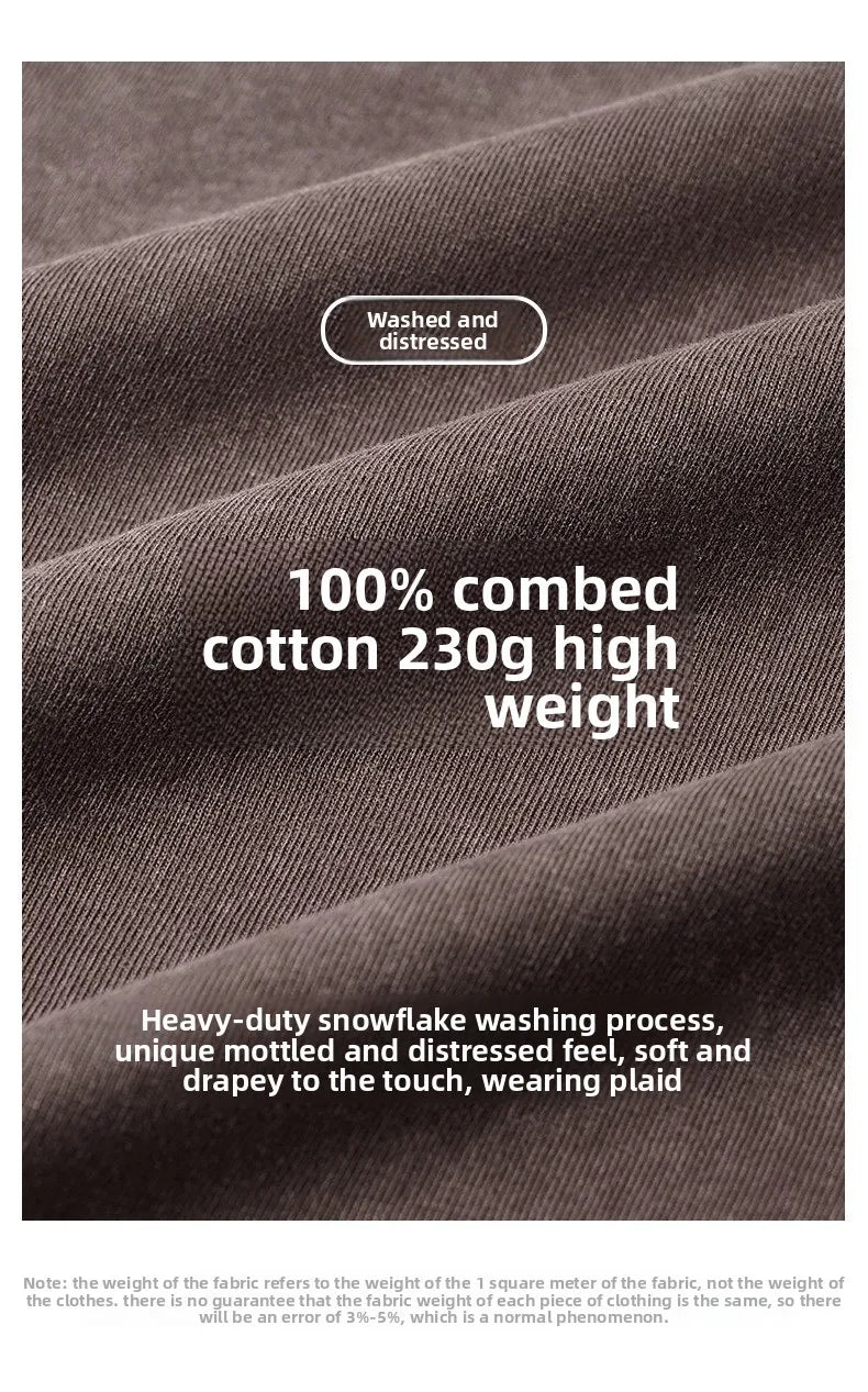 230g Pure Cotton European and American High Street Retro Washed Distressed Sleeveless Vest Men's Casual Loose Shoulder T-shirt