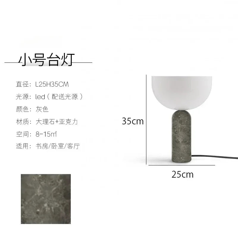 LED Minimalist Touch Mushroom Lamp Designer Marble Table Light Study Room Office Desk Lamp  Living Room Bedroom Beside Lamp