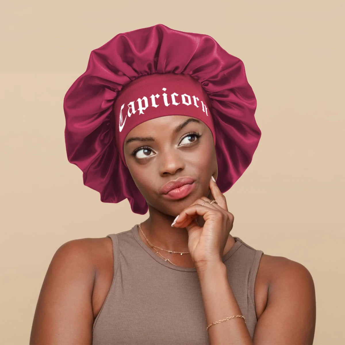 1PConstellation printing satin wide band sleep bonnet ,soft sleeping bonnet with wrap band,make up washing face daily use bonnet