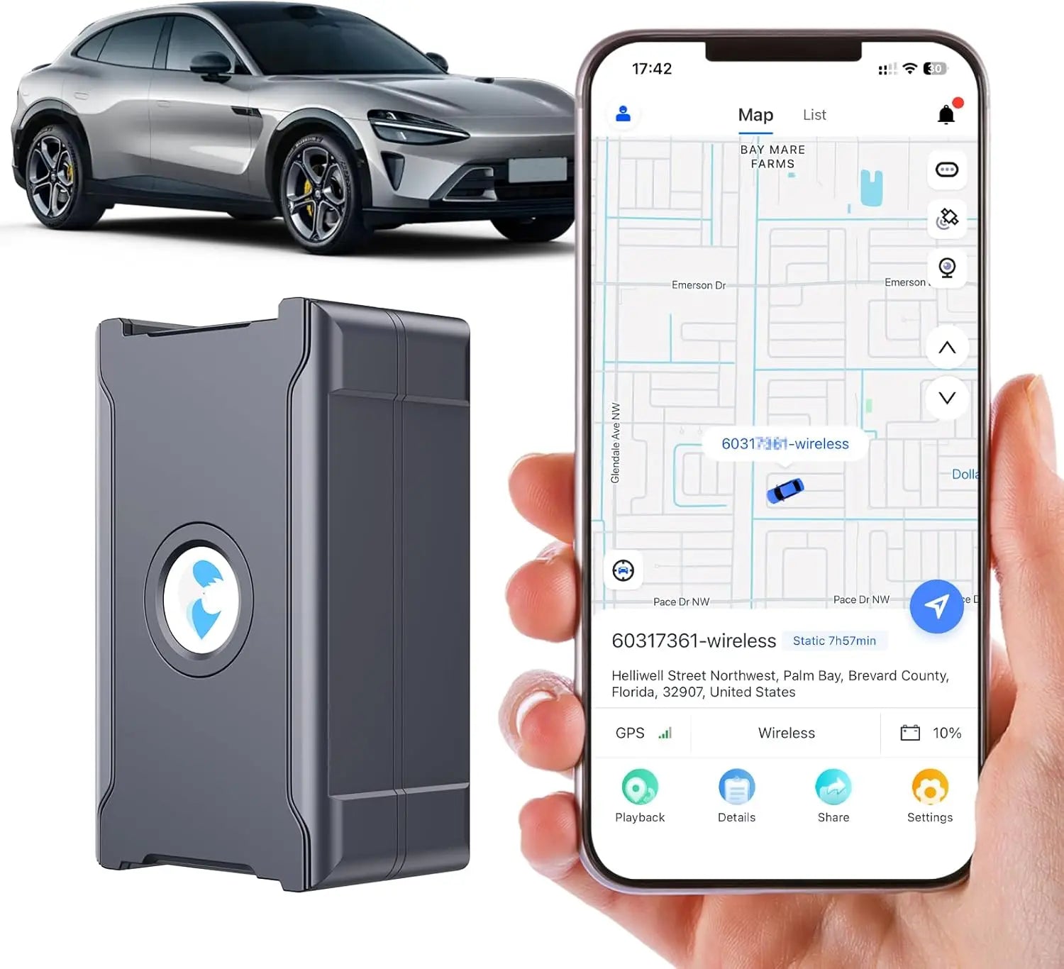 4G GPS Tracker Real-Time Car Locator Overtaking Alarm Route Playback Subscription Required
