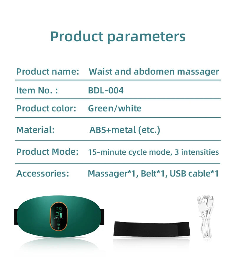 EMS Waist Abdominal Massage Belt Heating & Vibrating Slimming Fat Burner for Body Shaping Belly Back Leg Muscle Relief