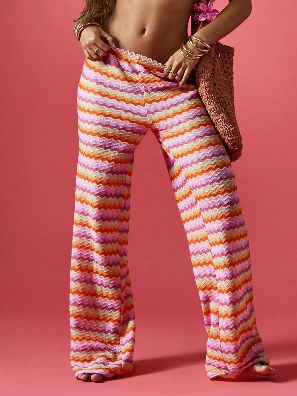 Casual Women Pants Loose Wide Legs Trouser Women's Clothing Home Clothes Homewear Striped Contrast Comfortable All-match Trendy