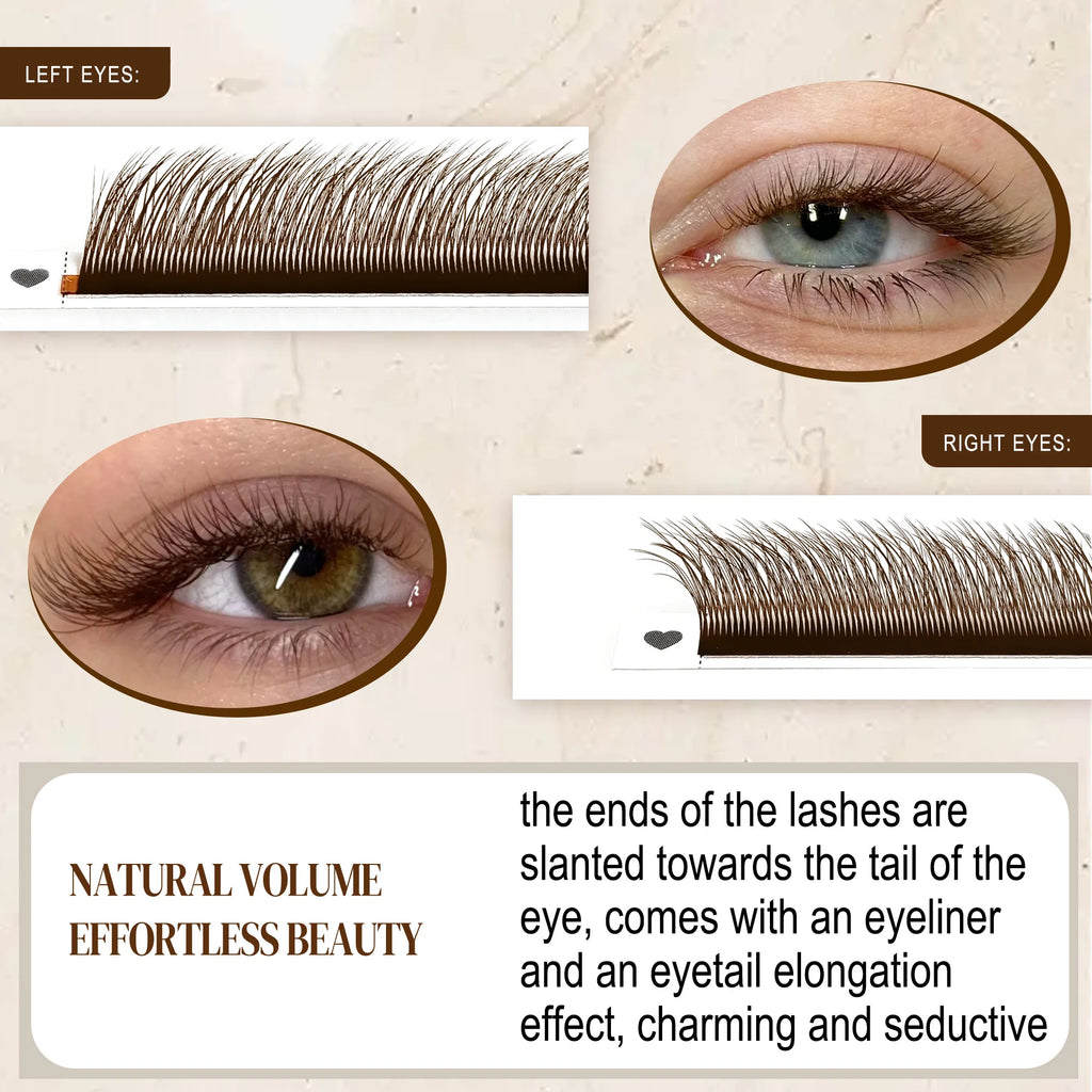 CoMango Luxury Fox Eye Brown Eyelash for Extension 5D Pre-made Lash Bundles 7-14mm Colorful False Eyelash