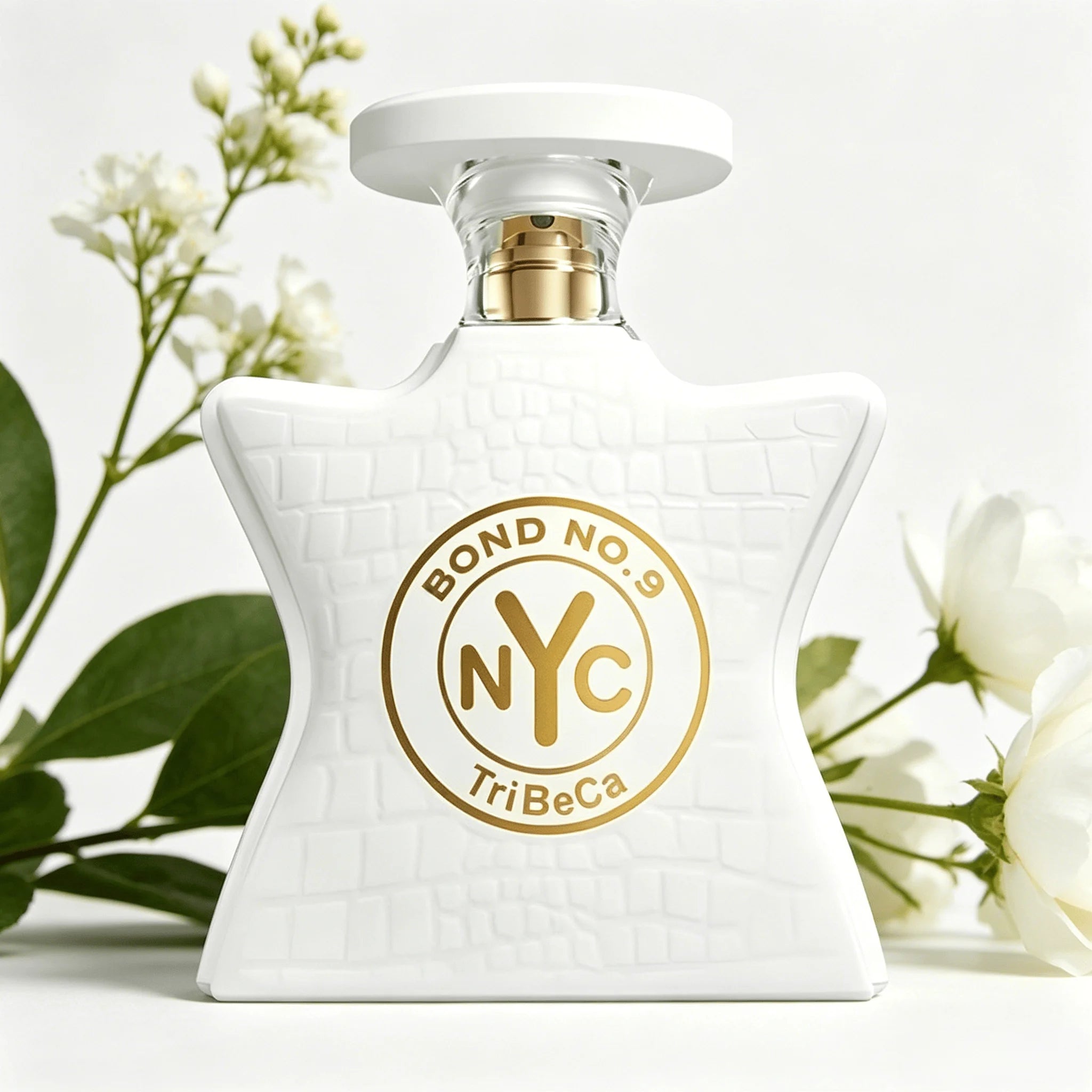 Bond No.9 NYC TriBeCa EDP Perfume For Unisex Crisp White Jasmine Floral Citrus Soft Musk Aroma Long Lasting Matte White Croc Embossed Star Shaped Bottle With Gold Nozzle Daily Dating Wedding Present
