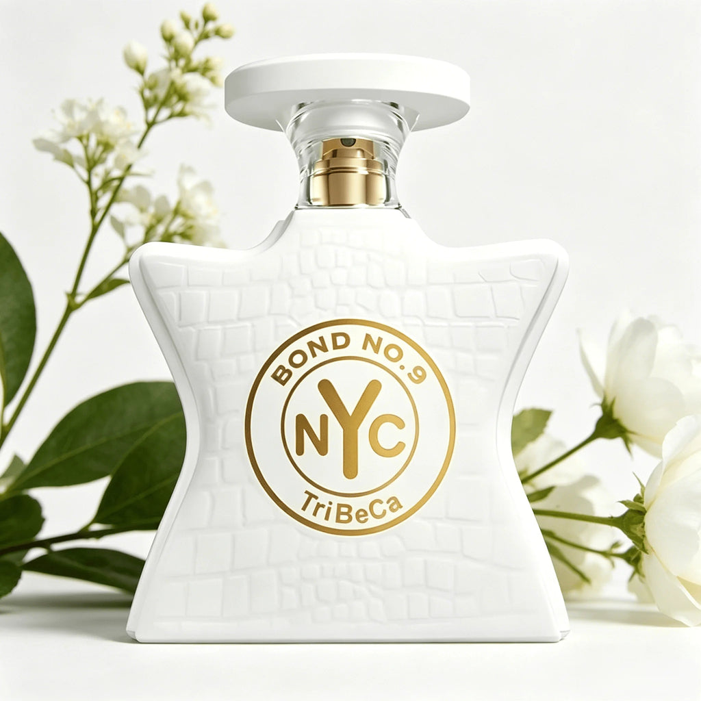 Bond No.9 NYC TriBeCa EDP Perfume For Unisex Crisp White Jasmine Floral Citrus Soft Musk Aroma Long Lasting Matte White Croc Embossed Star Shaped Bottle With Gold Nozzle Daily Dating Wedding Present