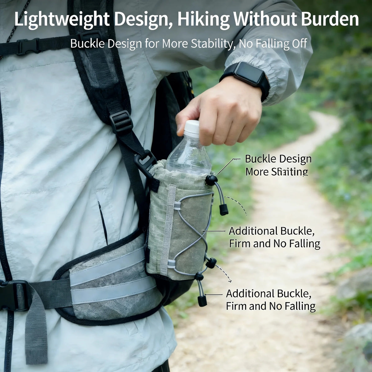 Multifunctional Outdoor Waist Pack for Water Bottle with Secure Hook Design Breathable Durable for Hiking Camping Unisex