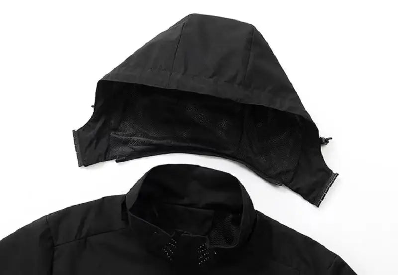Mens Outdoor Waterproof Windproof Hooded Jacket Lightweight Cycling and Hiking Rain Coat Durable Work Wear Climbing Outerwear