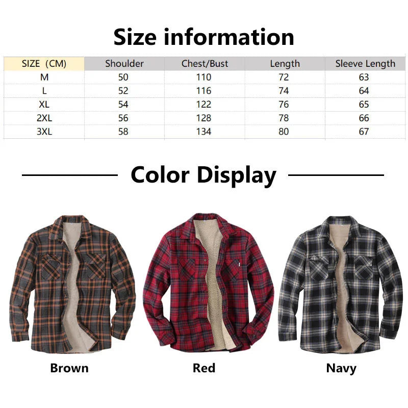 Quality Mens Plaid Flannel Shirts Thick Jacket Quilted Lined Long Sleeve Winter Shirt Cotton Coat with Pockets camisas de hombre