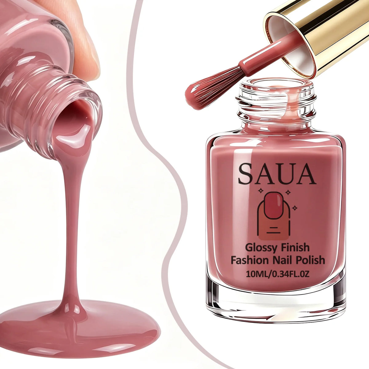 10ml Semi-Transparent 'Iced Bayberry' Colored Nail Polish; Quick-Drying (No Lamp Required), Strengthens Nails, Enhances Shine