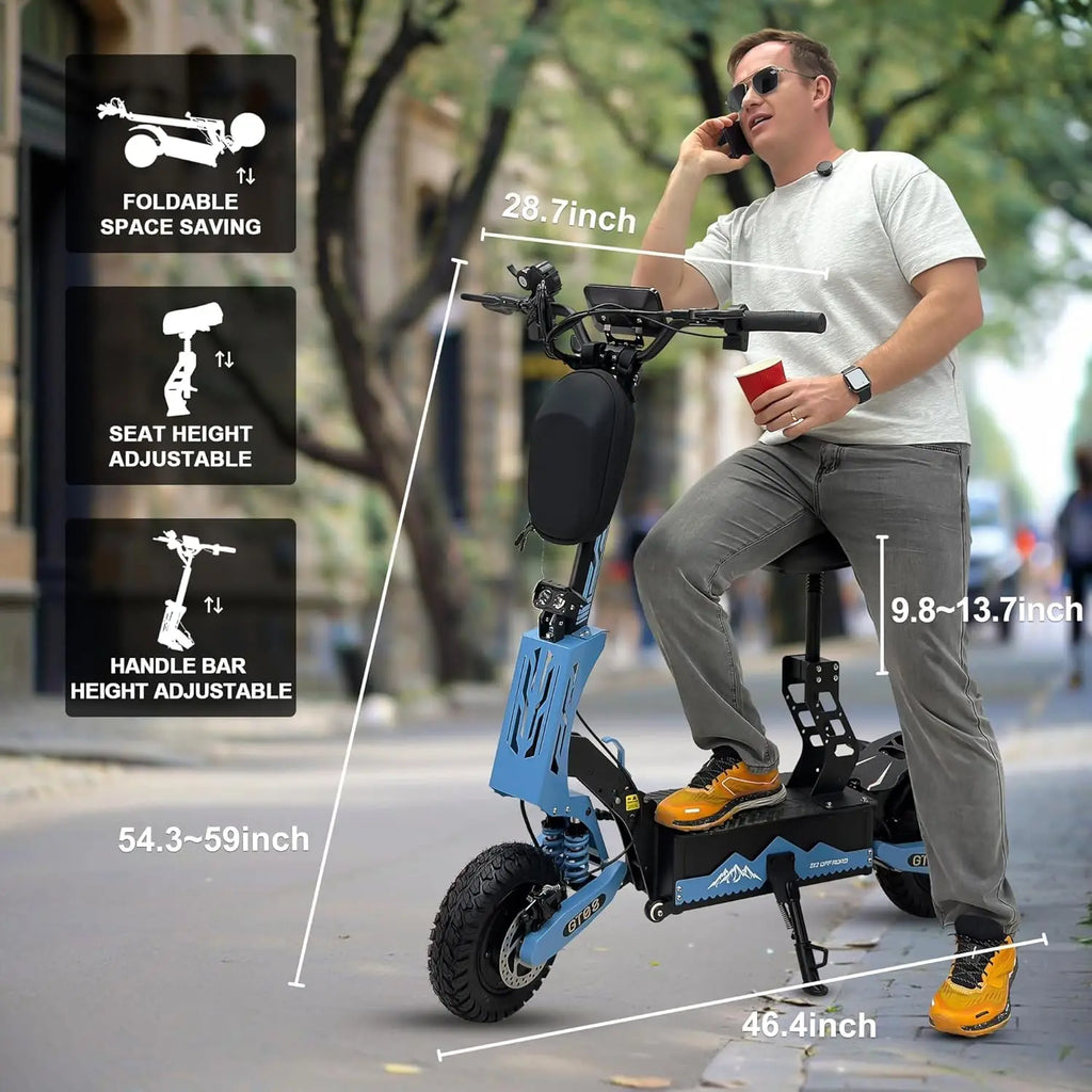 5600W Adult Electric Scooter Dual Motor Top Speed Sport Folding E-Scooter with Detachable Seat