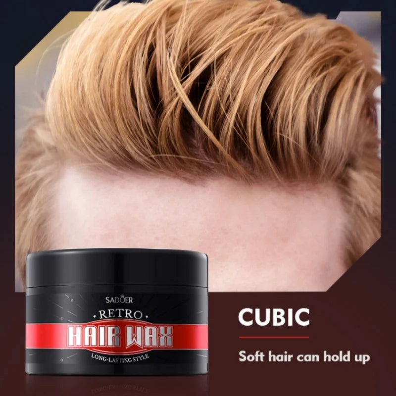 100g Men's Retro Hair Wax for Strong Styling and Natural Volume, Rich in Ginseng Root Extract, Keratin and Other Ingredients, with a Fresh Texture That Is Not Sticky, Easy to Clean, and Can Be Applied Gently to the Hair to Pr