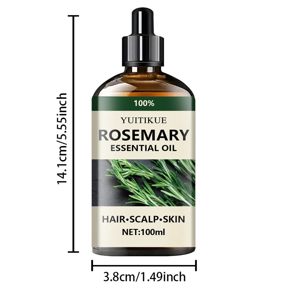YUITIKUE 100% Rosemary Essential Oil | For Hair, Scalp & Skin Care, Natural Aromatherapy Oil 100ml