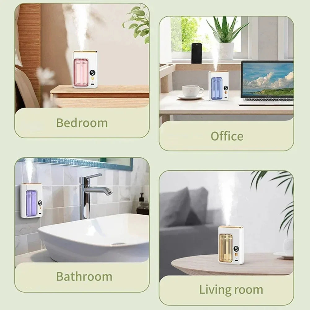 Aromatherapy Diffuser Machine with Display Wireless Wall Hanging Portable Automatic Fragrance Spray Bathroom Deodorization Air