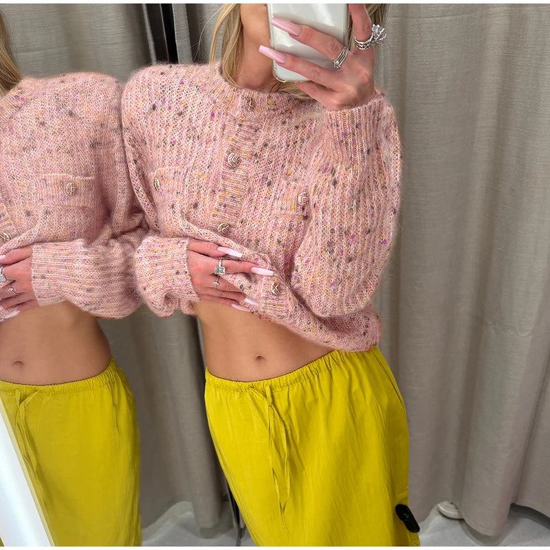 URBANCREW Marled Knit Cardigan — Cropped Casual Layer